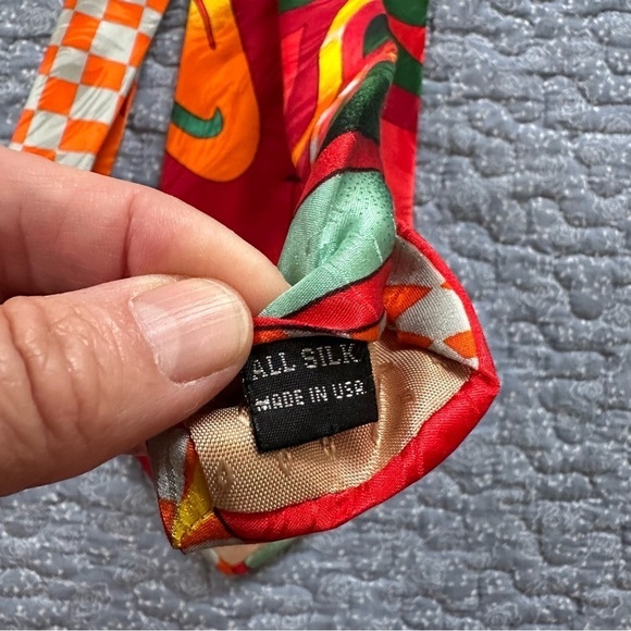 Rush Limbaugh Tie Vtg. 90s No Boundaries Collection Silk Orange & Red 58” x 4” - Picture 7 of 9